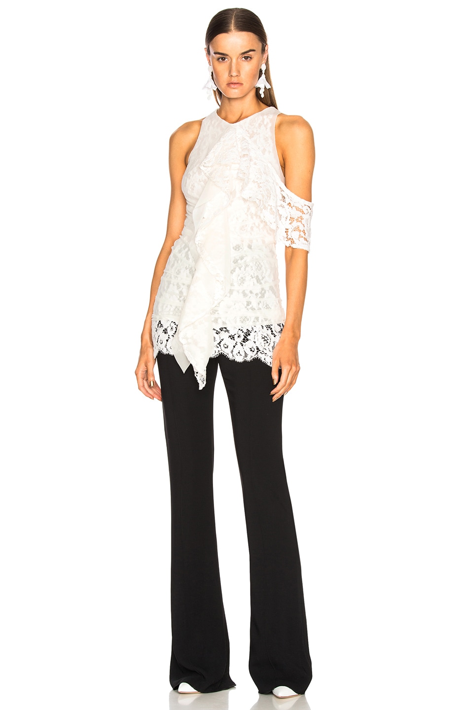 Image 1 of Proenza Schouler Corded Lace Ruffle Top in Off White