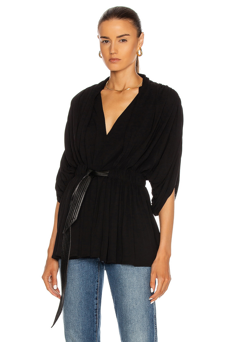 Image 1 of Proenza Schouler Jersey Gathered Top in Black