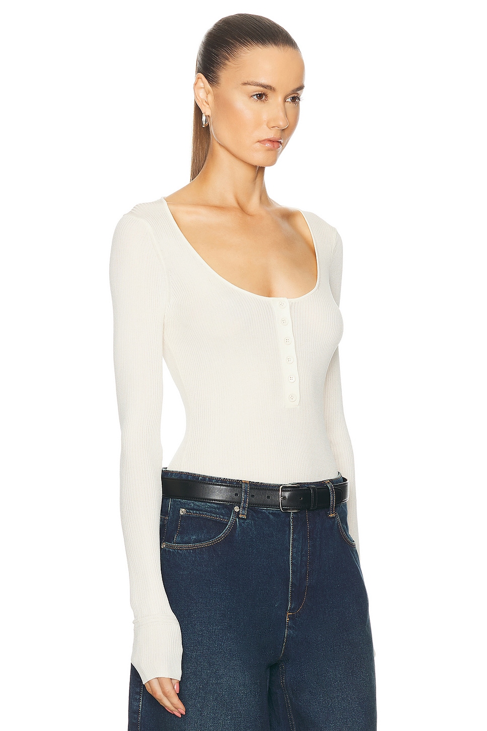 Shop Proenza Schouler Boyd Henley Top In Ivory