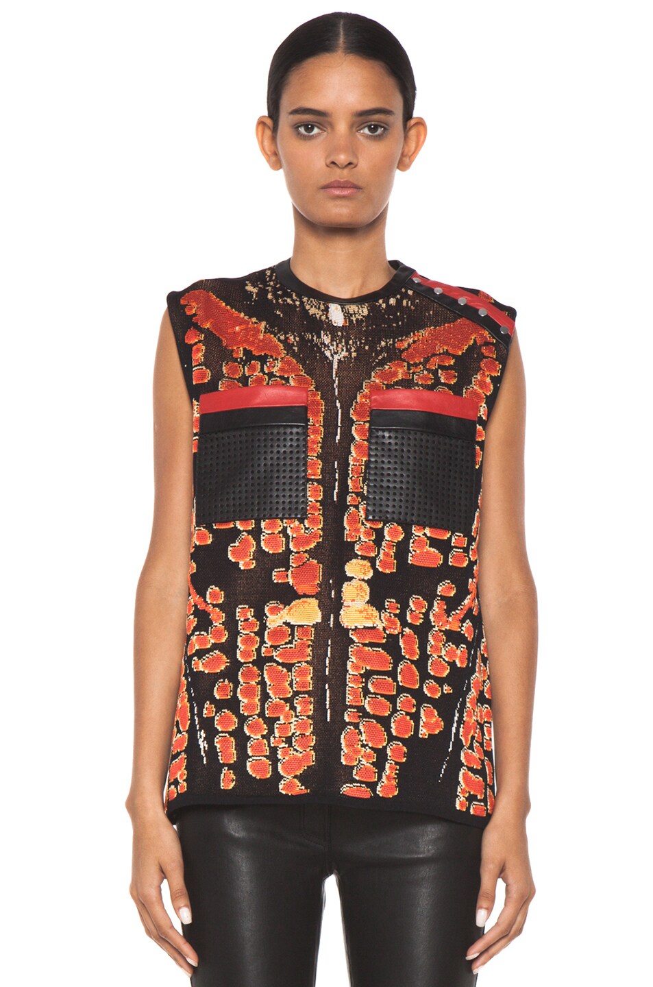 Image 1 of Proenza Schouler Bug Jacquard Sleeveless Pullover in Red Combo