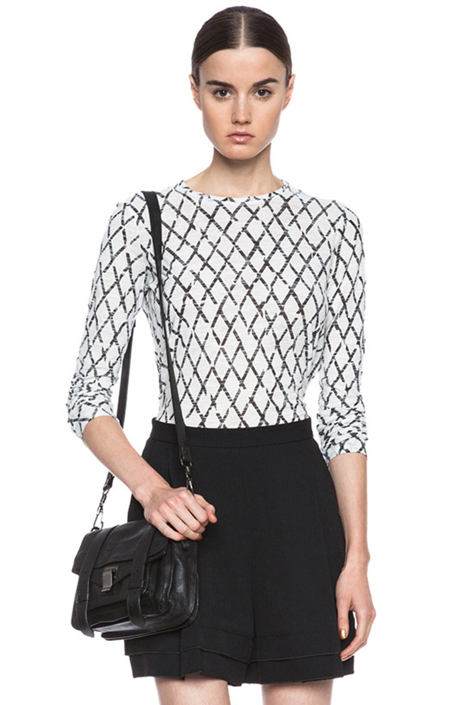 Image 1 of Proenza Schouler Window Pane Printed Cotton Tee in White
