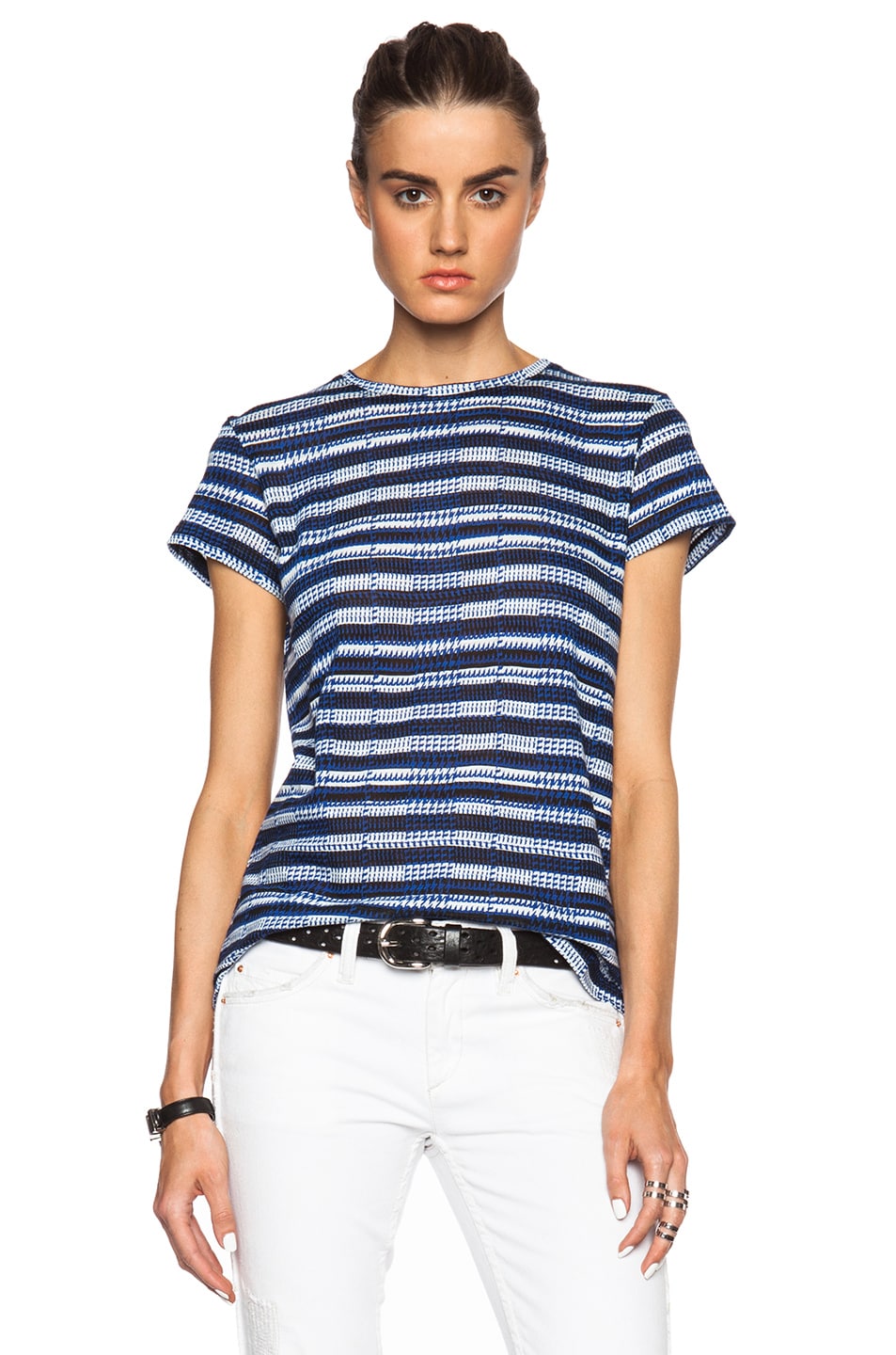 Image 1 of Proenza Schouler Printed Tissue Jersey Baggy Tee in Cobalt Plaid