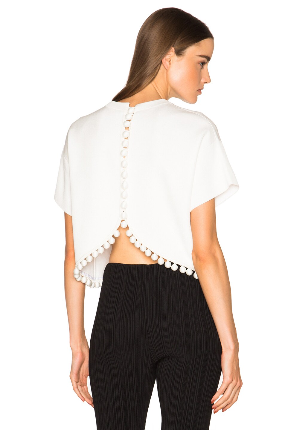 Image 1 of Proenza Schouler Double Face Silk Knit Crop Top in Off White