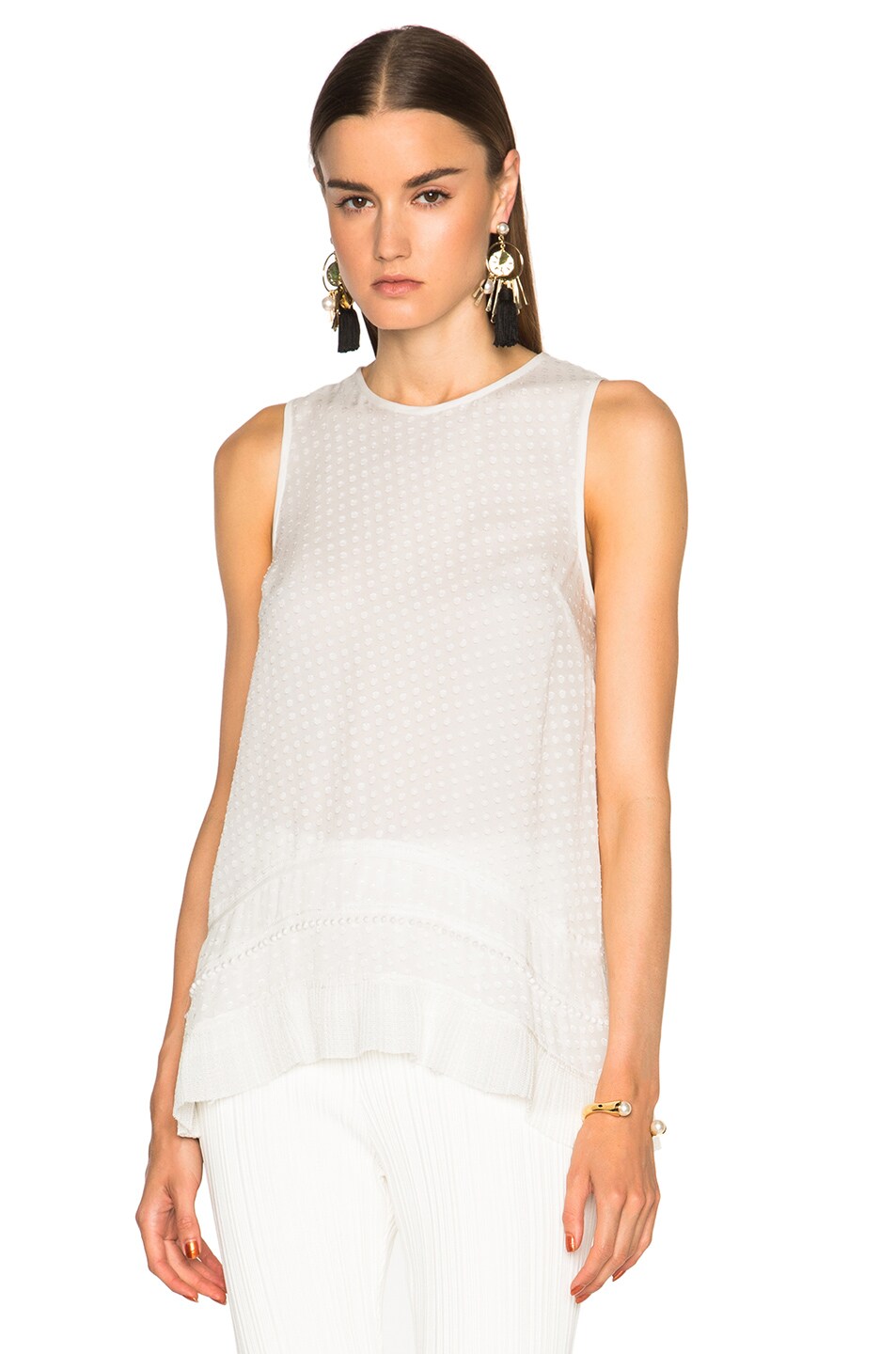 Image 1 of Proenza Schouler Fil Coupe Dot Jacquard Top in White