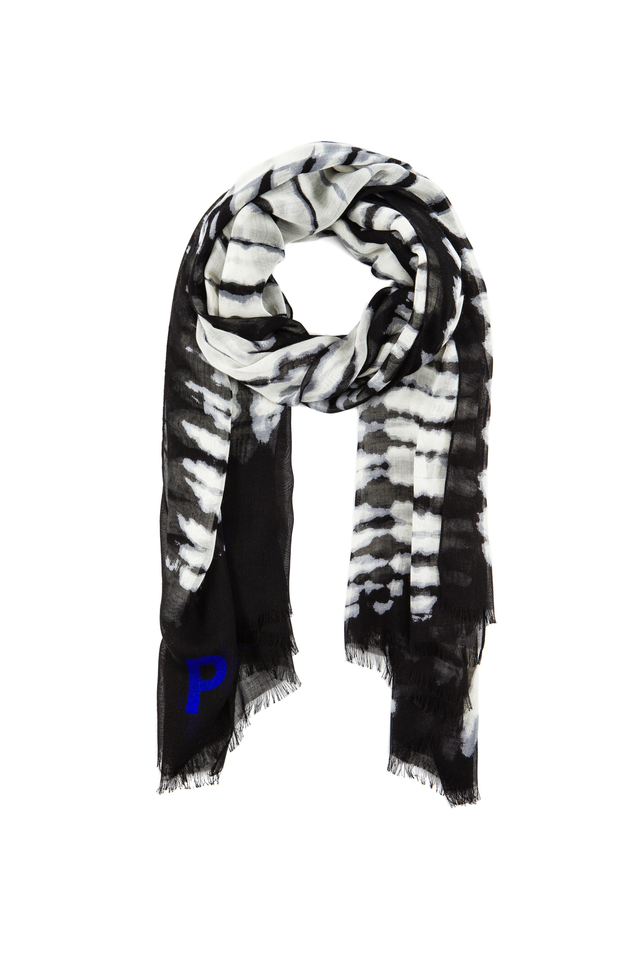 Image 1 of Proenza Schouler Cashmere Silk Scarf in Black & White Tie Dye