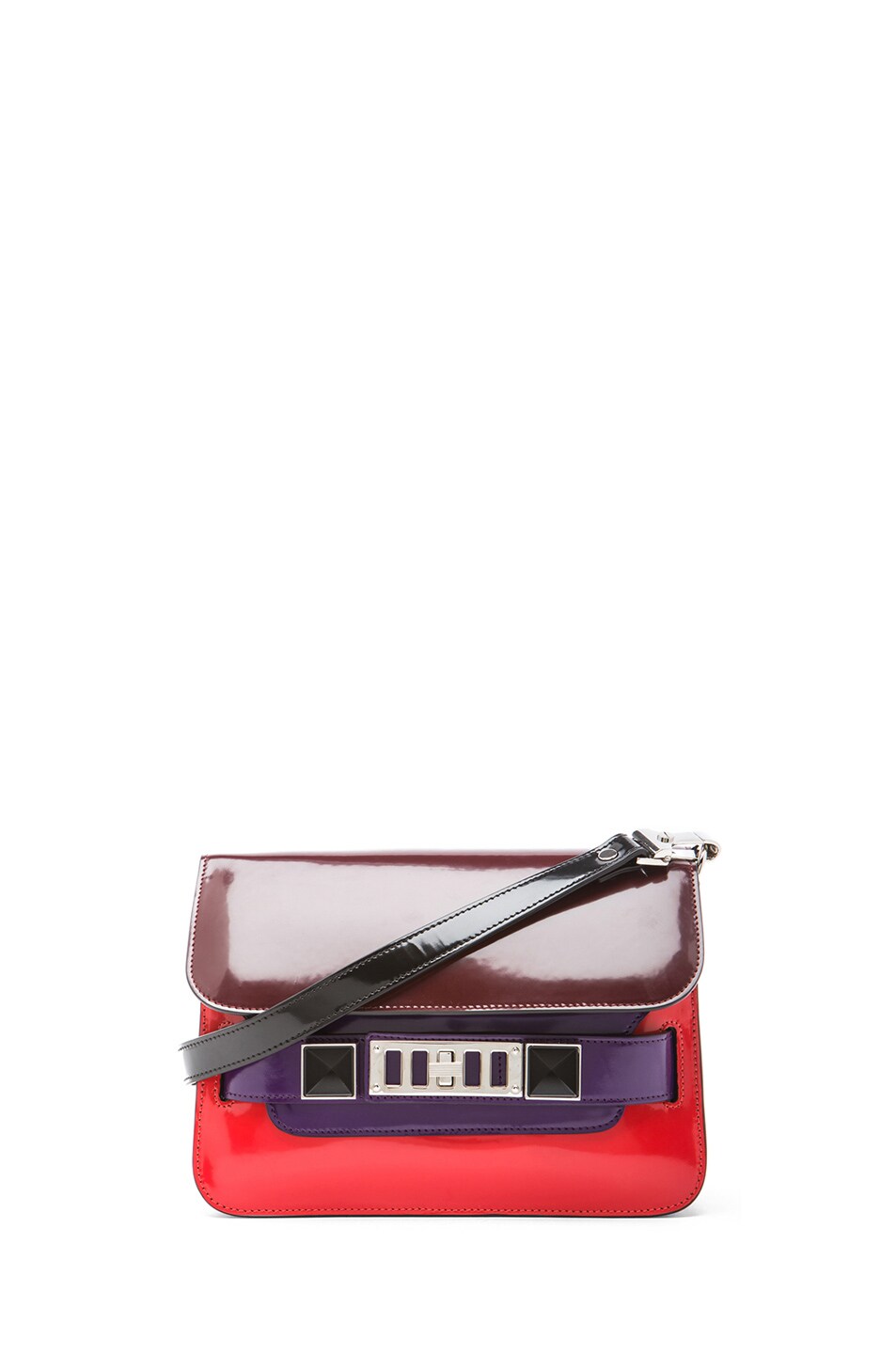 Image 1 of Proenza Schouler Mini PS11 Classic Colorblocked Shoulder Bag in Pinot Noir & Poppy