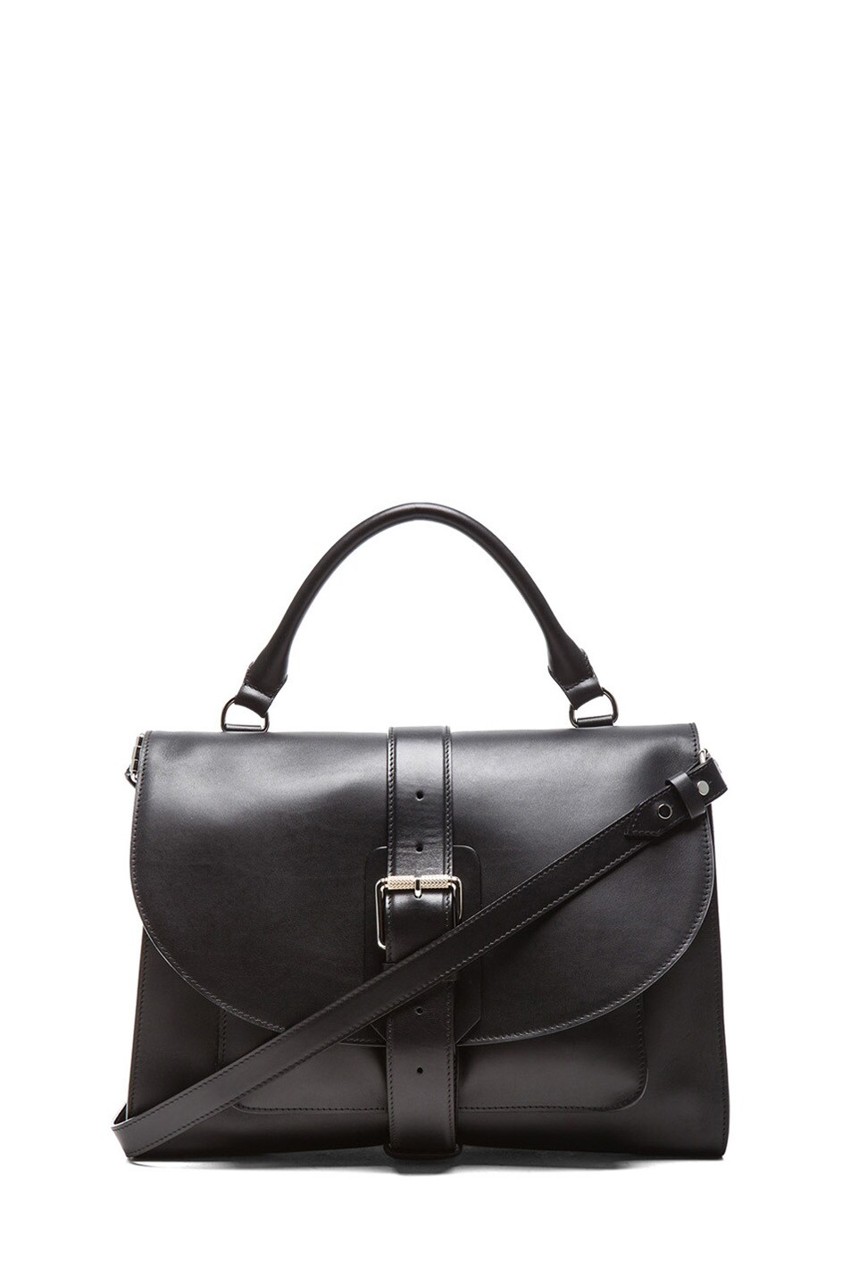 Image 1 of Proenza Schouler Leather Buckle Bag with Top Handle in Black