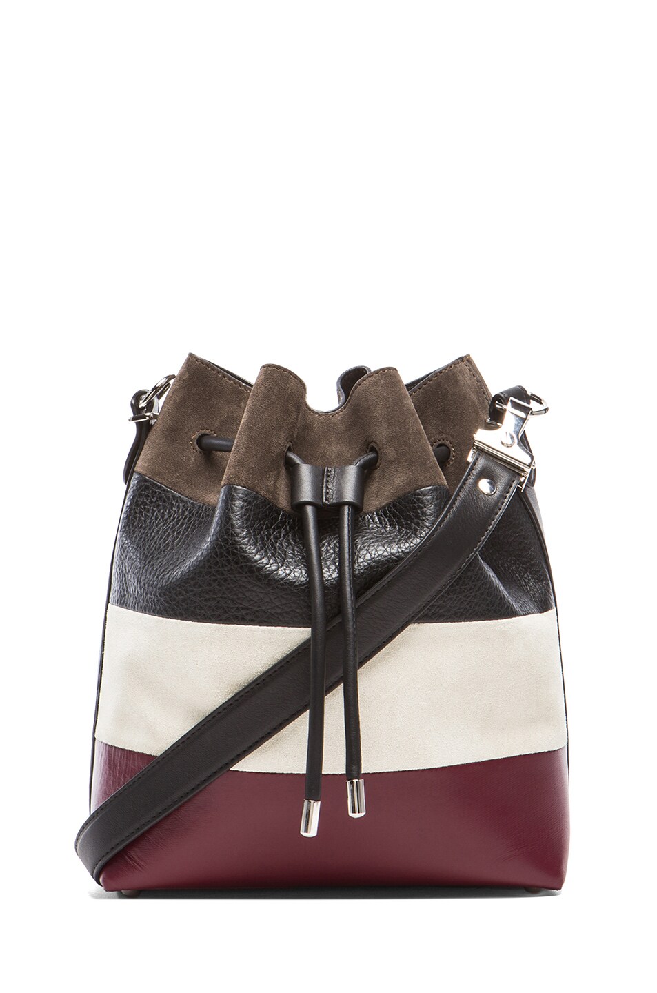 Image 1 of Proenza Schouler Medium Suede & Leather Bucket Bag in Multi
