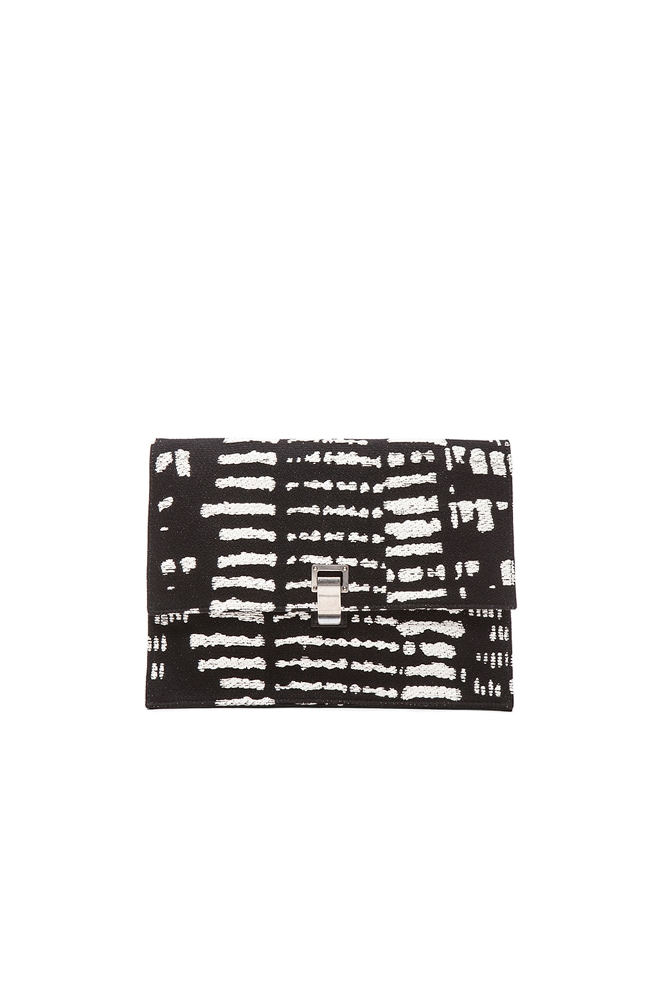 Image 1 of Proenza Schouler Large Wood Block Jacquard Lunch Bag in Black & White