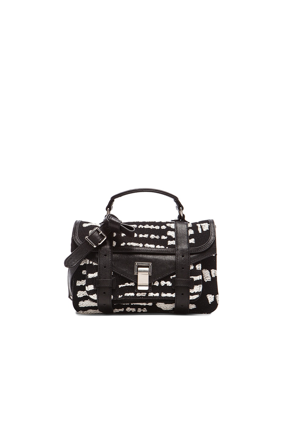 Image 1 of Proenza Schouler Tiny PS1 Wood Block Jacquard in Black & White