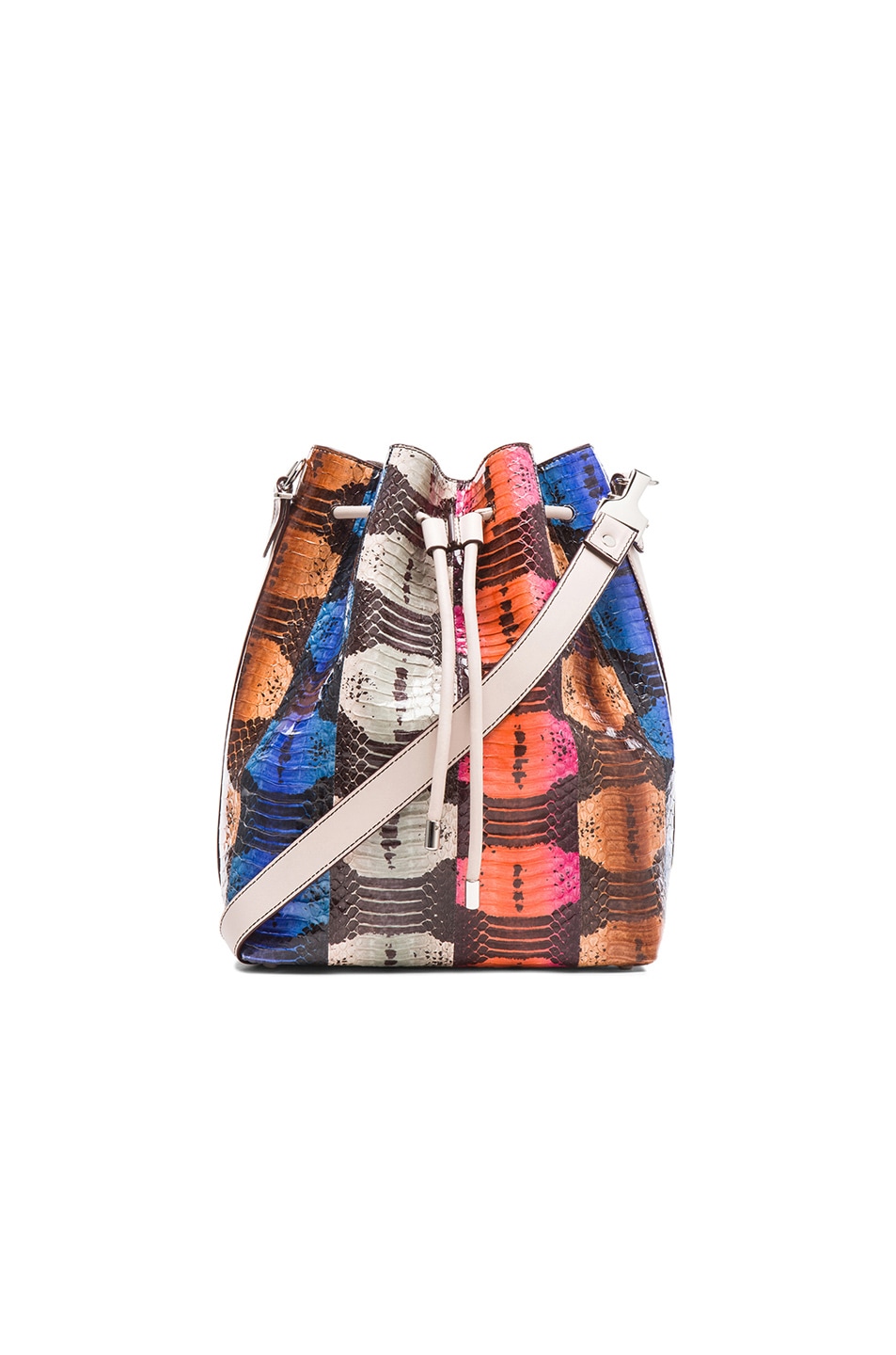 Image 1 of Proenza Schouler Large Ayers Stripe Bucket Bag in Blue, Grey, Red & Tan