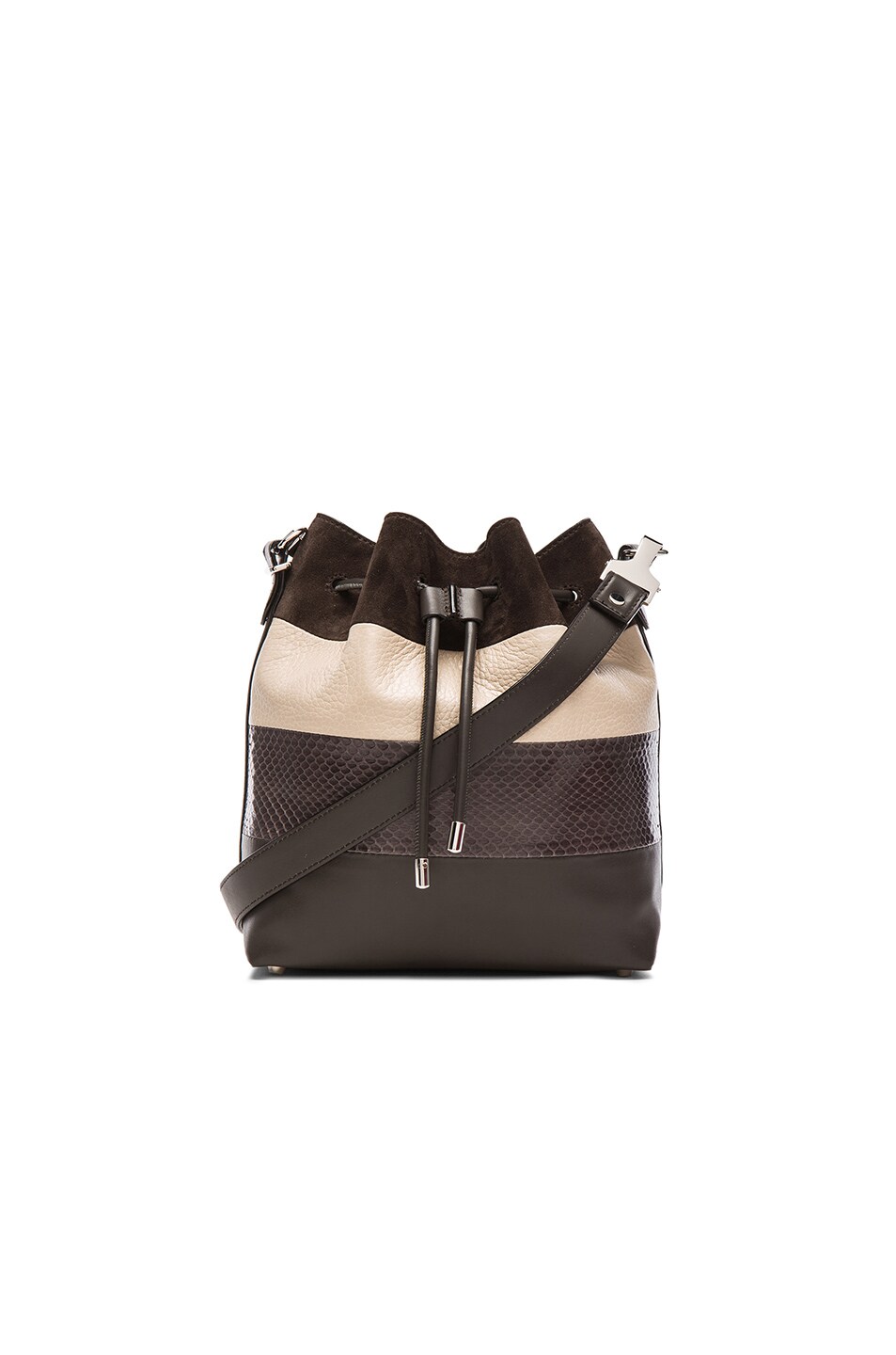 Image 1 of Proenza Schouler Medium Ayers Stripe Bucket Bag in Pepe & Talc