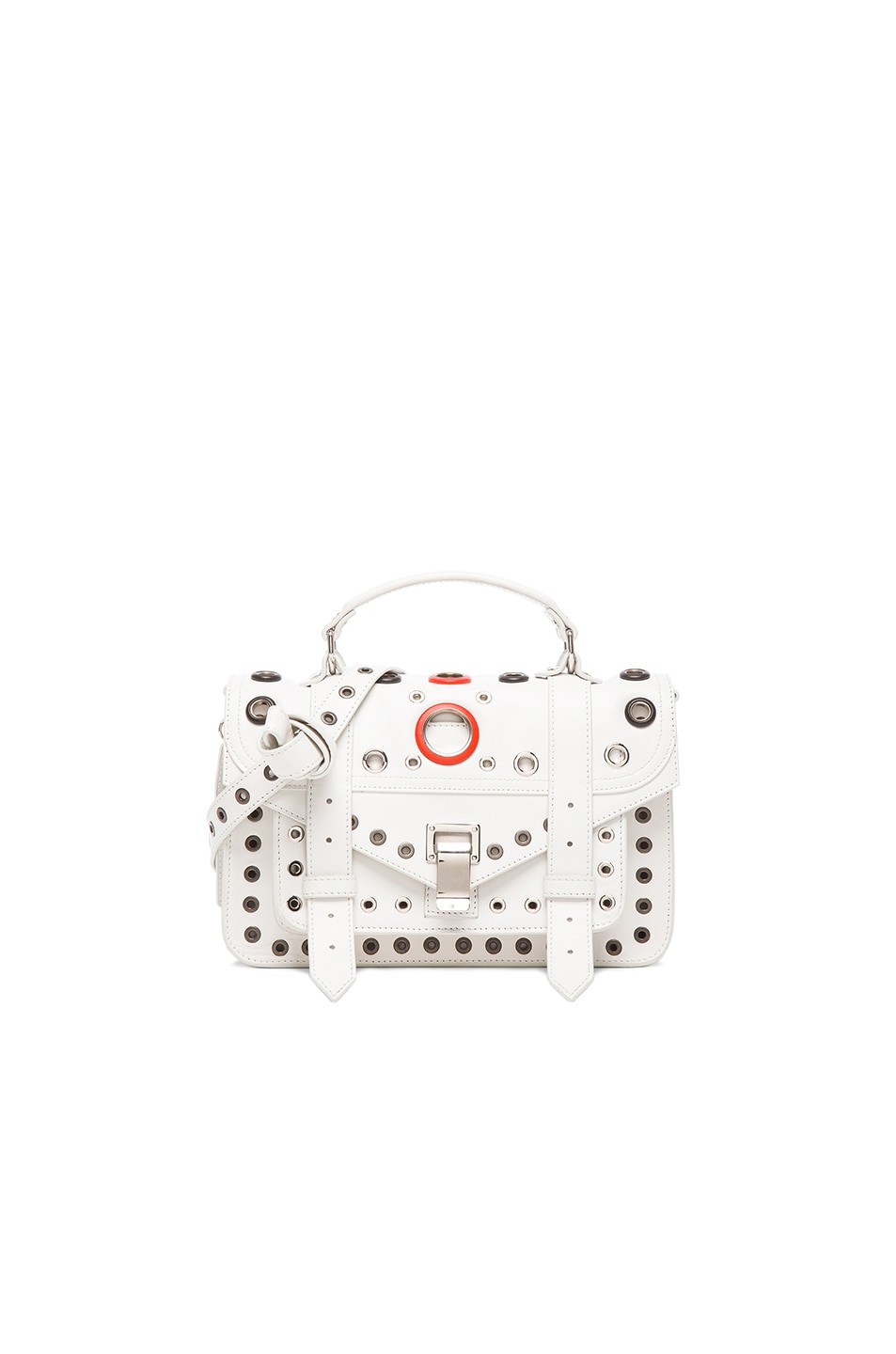 Image 1 of Proenza Schouler Tiny PS1 Leather Bag with Grommets in Optic White