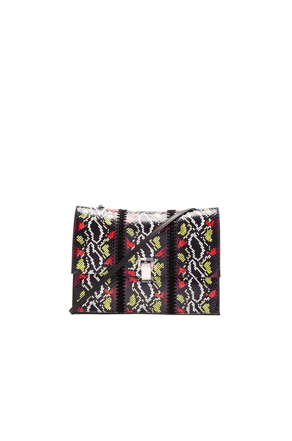 Image 1 of Proenza Schouler Large Ayers & Crochet Lunch Bag in Black, Fire Red & Sulfur