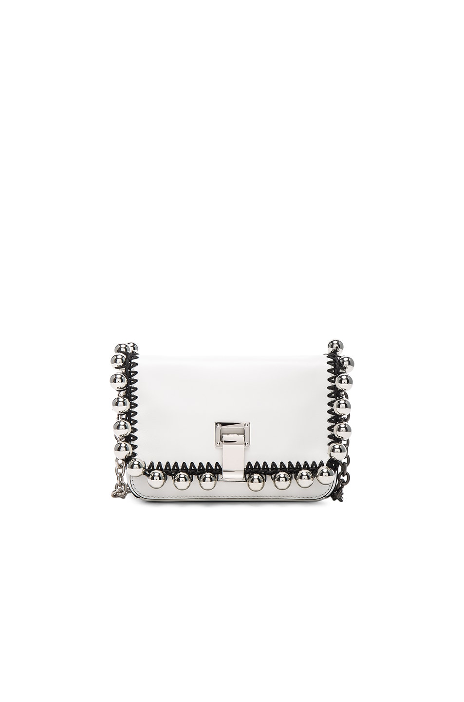 Image 1 of Proenza Schouler Extra Small Pom Pom Crochet Courier in White & Silver