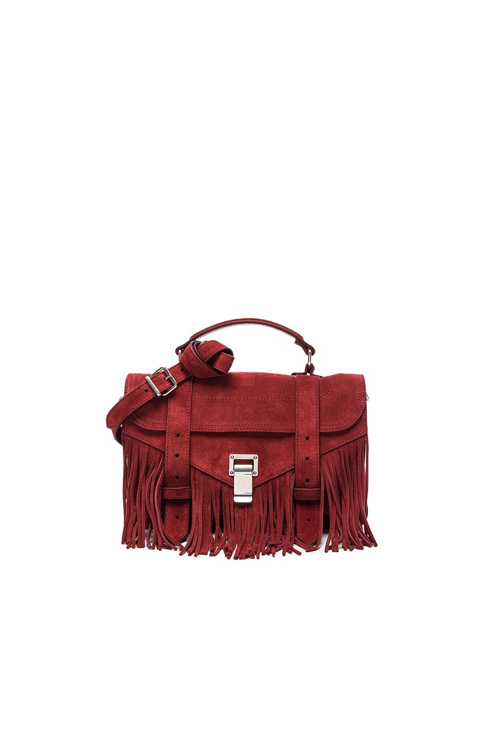 Image 1 of Proenza Schouler Tiny PS1 Fringe Suede in Midnight Plum