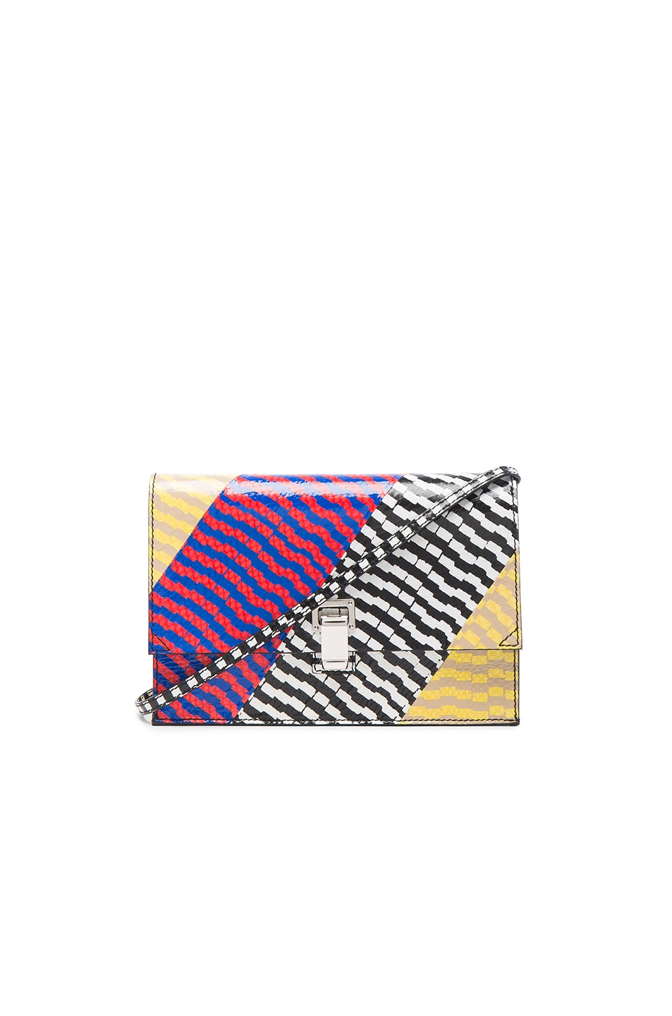 Image 1 of Proenza Schouler Small Lunch Bag Mixed Printed Ayers in Black, Yellow & Geranium