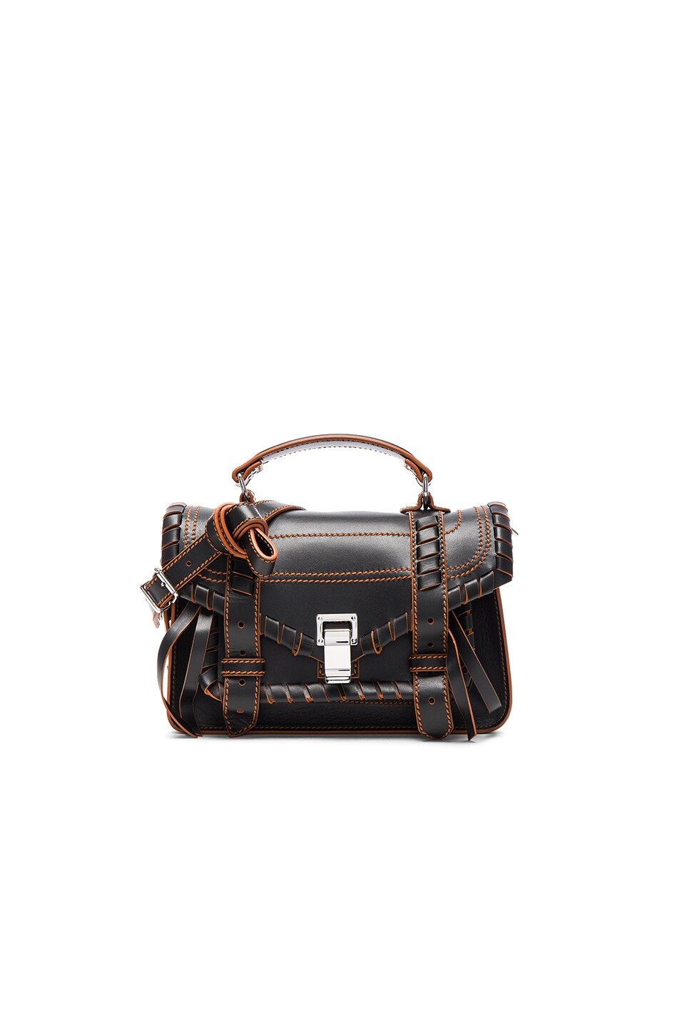 Image 1 of Proenza Schouler Tiny PS1 Whipstitch Leather in Black & Orange