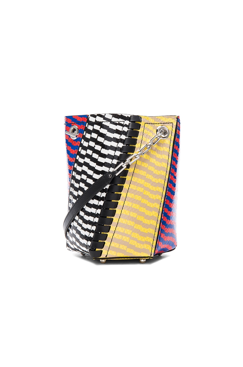 Image 1 of Proenza Schouler Crossbody Hex Bucket Bag Mixed Printed Ayers in Black, Yellow & Geranium