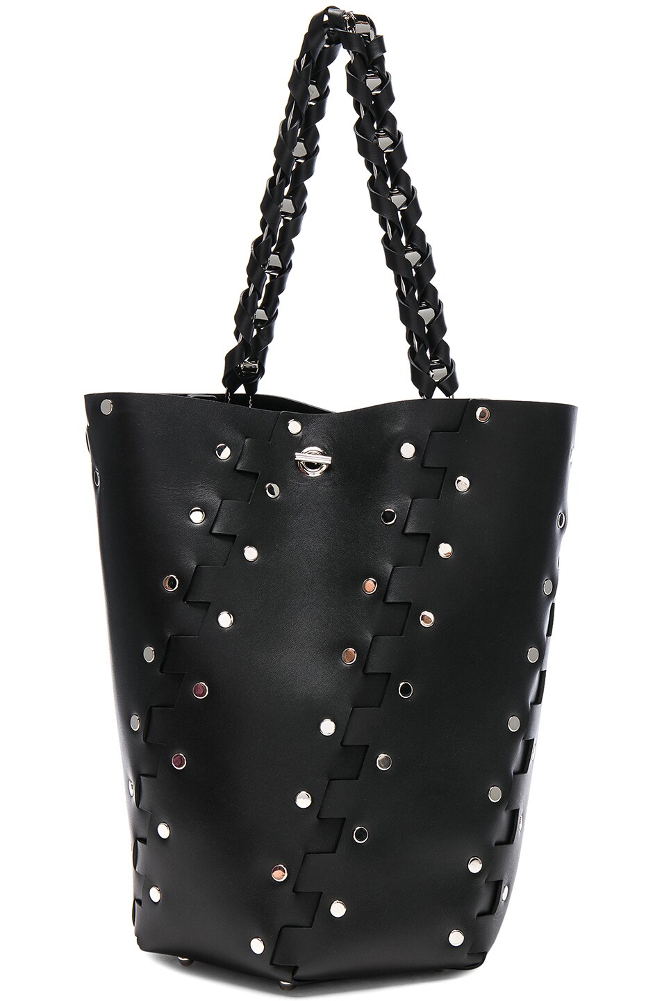 Image 1 of Proenza Schouler Medium Studded Hex Leather Bucket Bag in Black