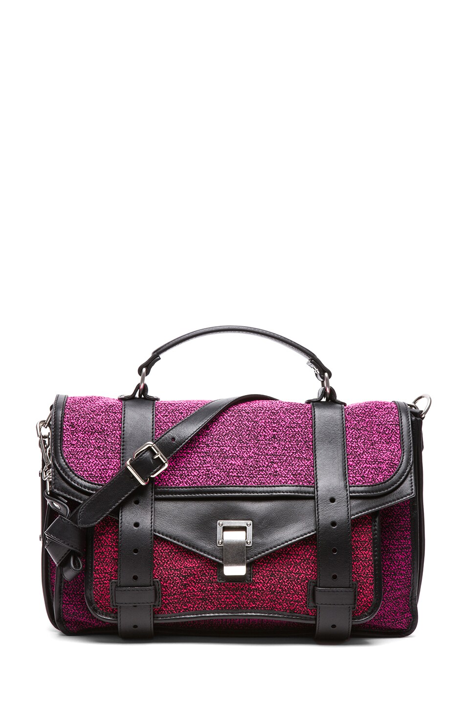 Image 1 of Proenza Schouler Medium PS1 Tweed and Leather Satchel in Berry & Fucshia & Hot Pink