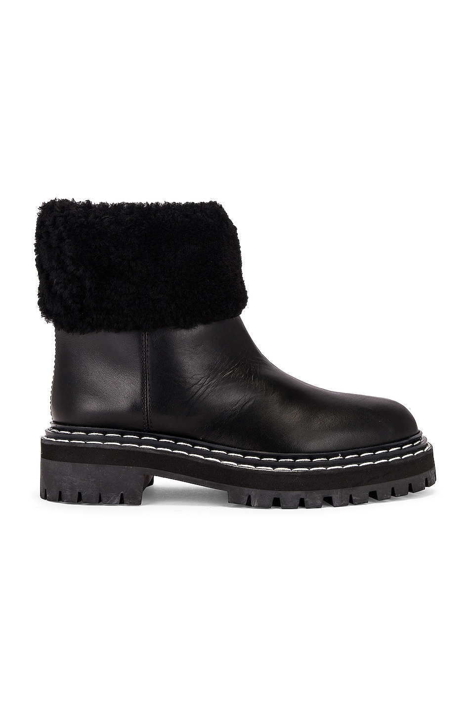 Image 1 of Proenza Schouler Lug Sole Shearling Ankle Boots in Black