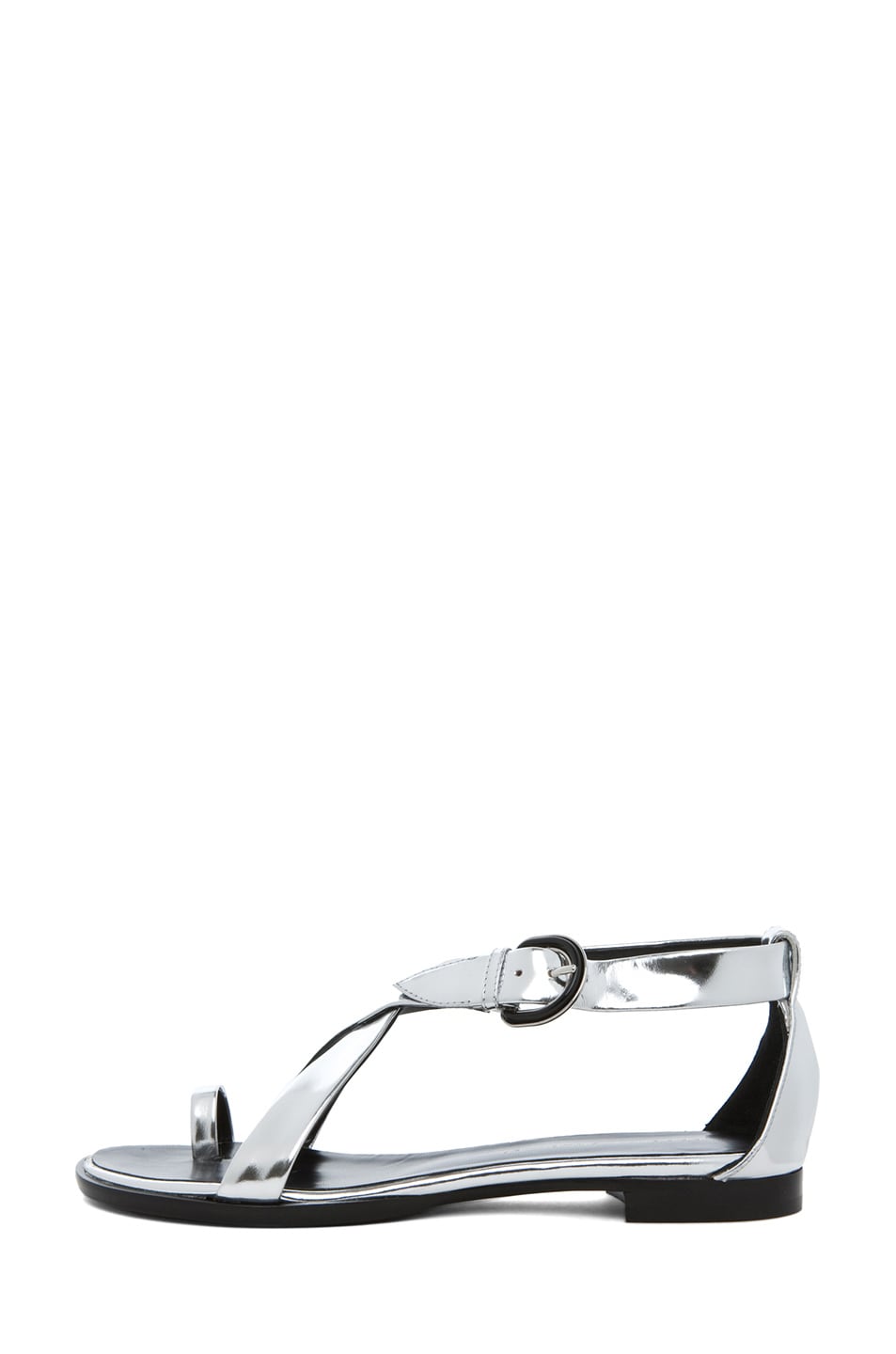Image 1 of Proenza Schouler Mirror Cross Strap Sandal in Mirror Silver