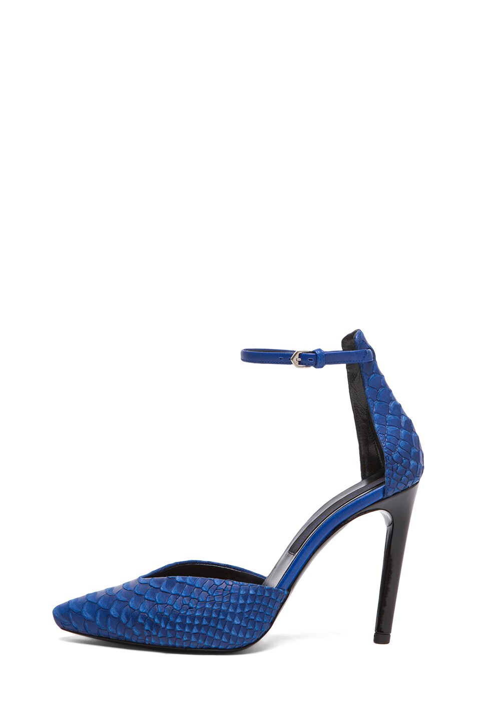 Image 1 of Proenza Schouler Python Embossed Leather Ankle Strap Pumps in Blue