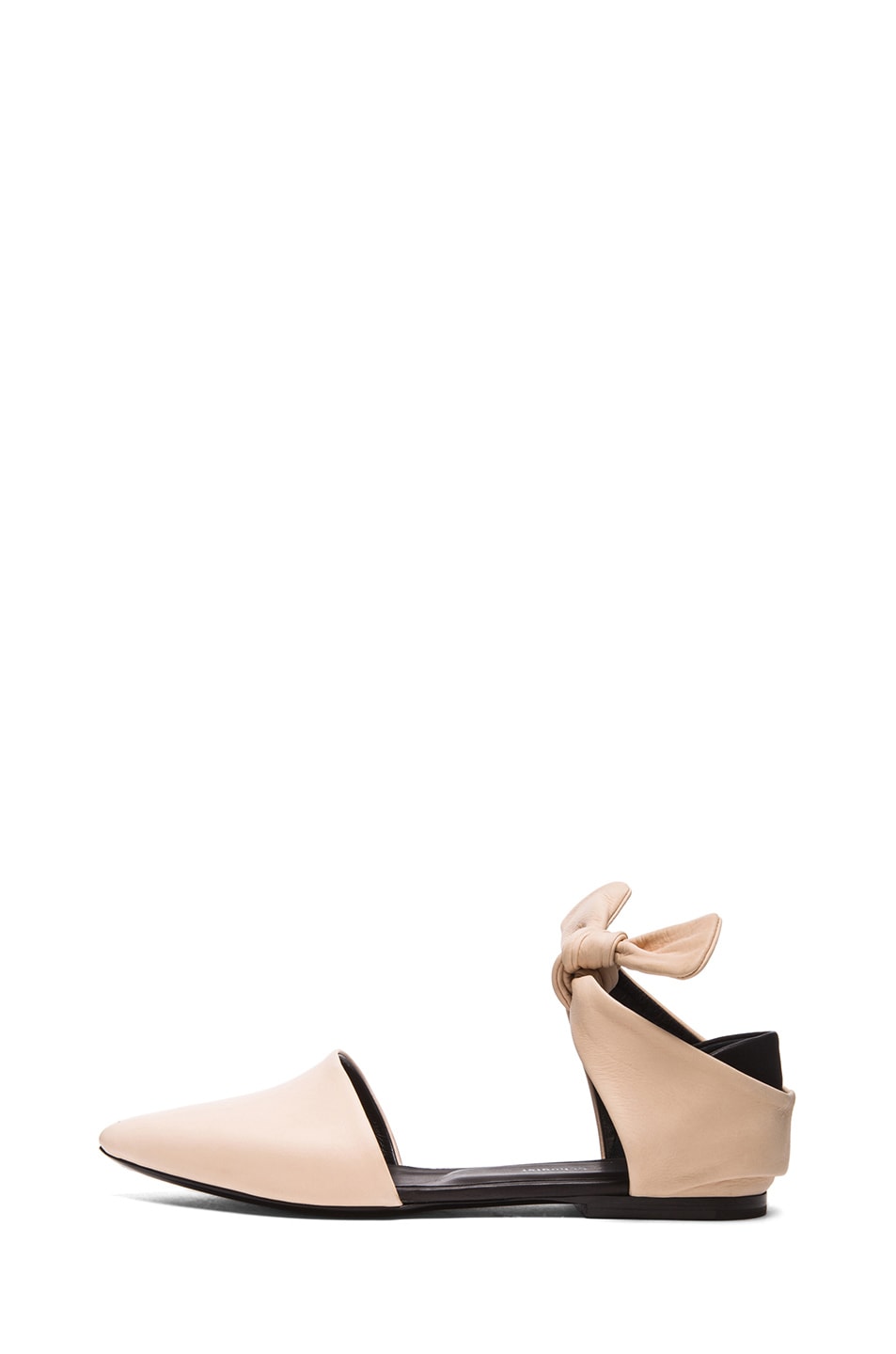Image 1 of Proenza Schouler Leather Pointy Tie Around Flats in Nude & Black