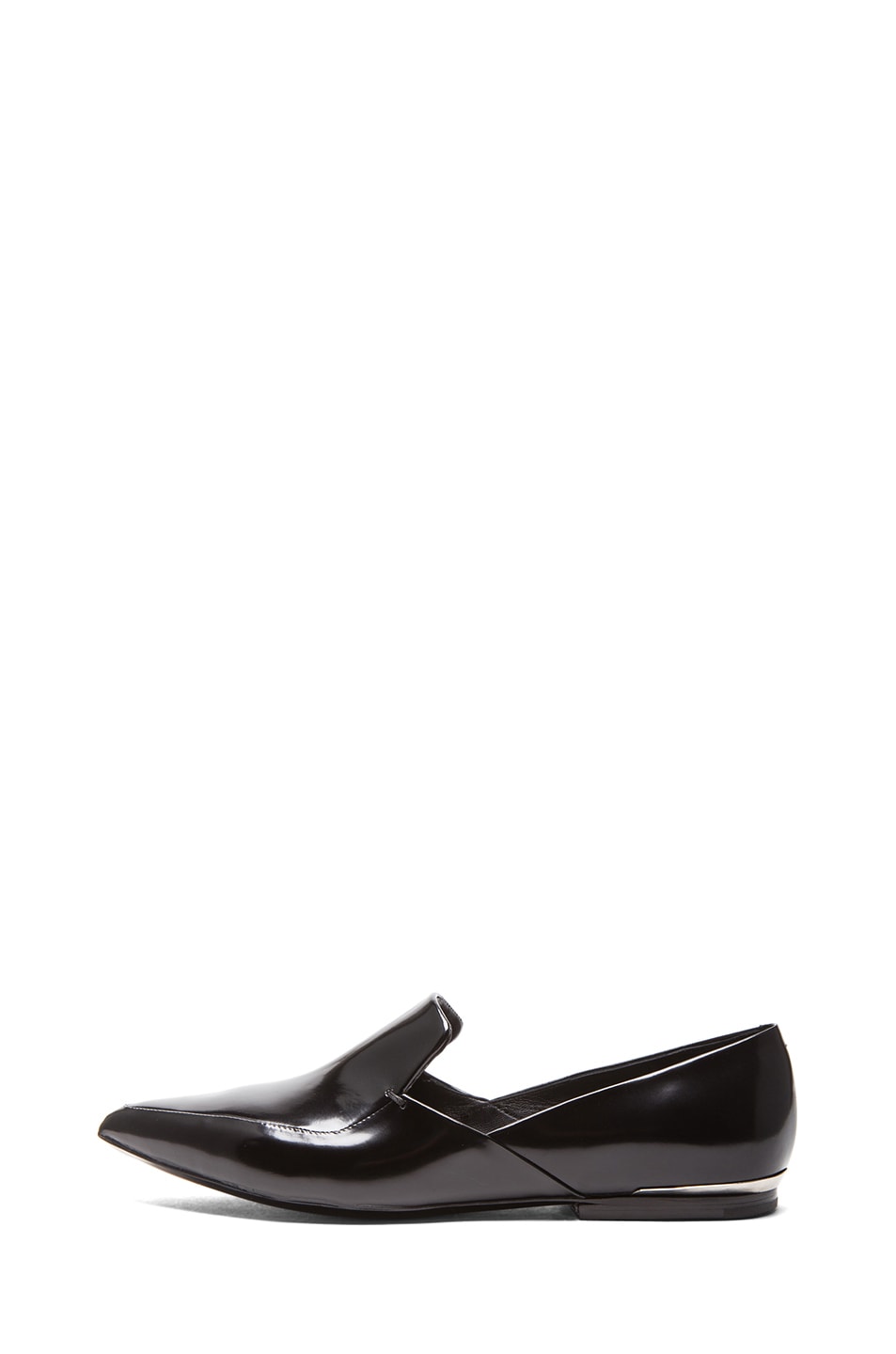 Image 1 of Proenza Schouler Glossed Leather Pointy Flats in Black