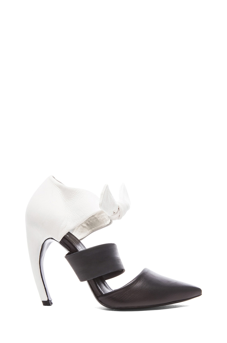 Image 1 of Proenza Schouler Pointed Tie Around Leather Heels in Black & White