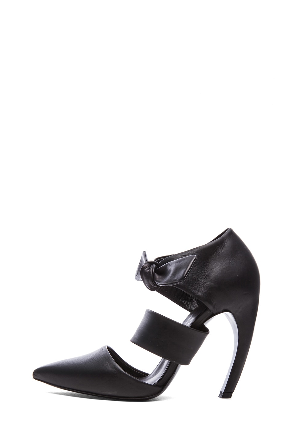 Image 1 of Proenza Schouler Leather Pointy Tie Around Heels in Black