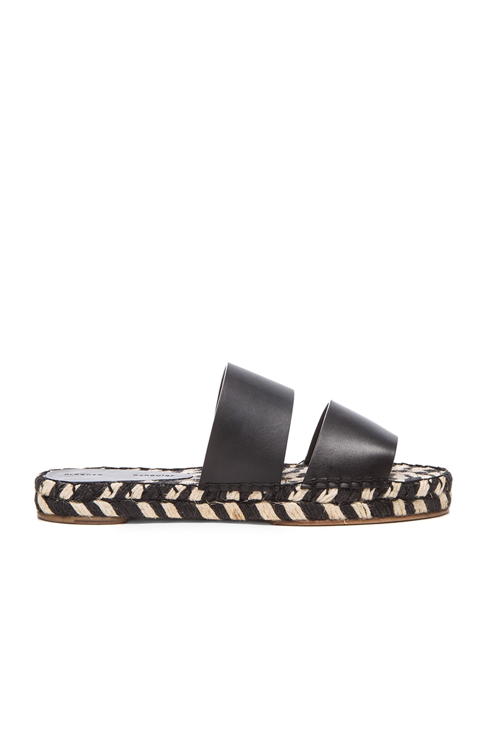 Image 1 of Proenza Schouler Double Strap Leather Espadrille Slide Sandals in Black