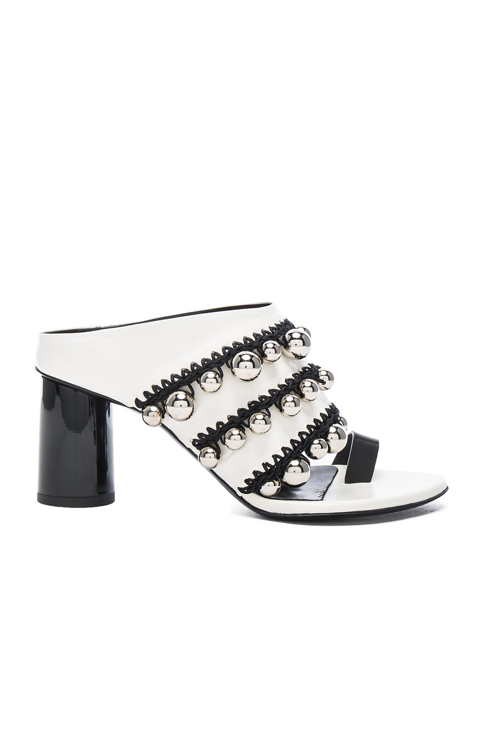 Image 1 of Proenza Schouler Studded Leather Mules in White & Silver