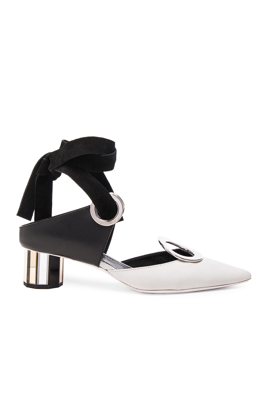 Image 1 of Proenza Schouler Grommet Leather Heels in White & Black