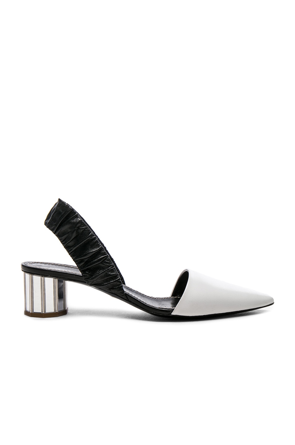 Image 1 of Proenza Schouler Metal Heel Flats in Optic White & Silver