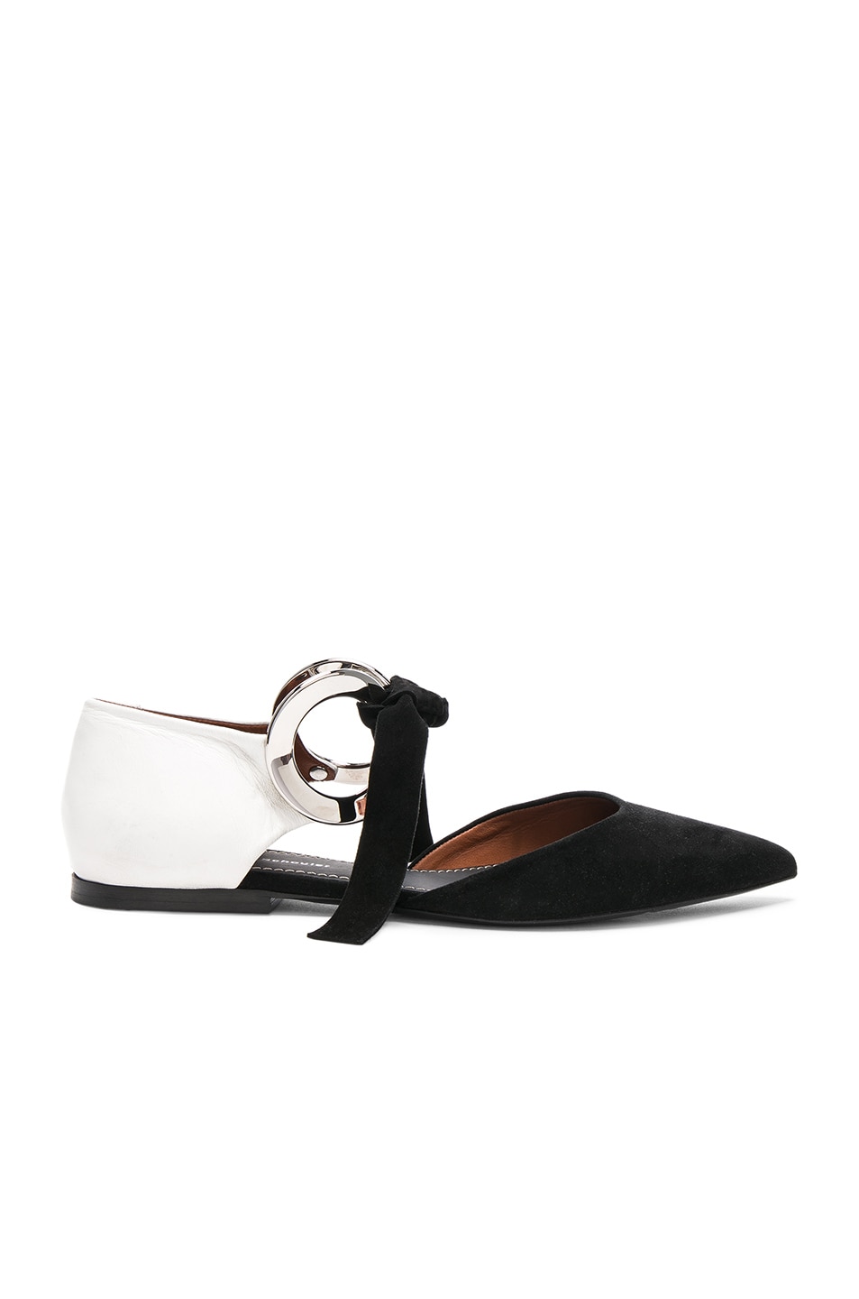 Image 1 of Proenza Schouler Suede Ankle Tie Flats in Black & White