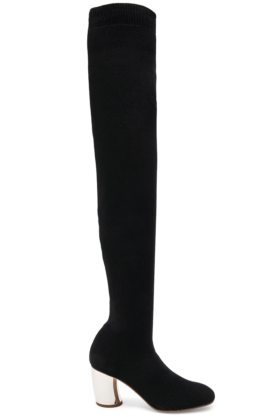 Image 1 of Proenza Schouler Knit Thigh High Boots in Black & Silver