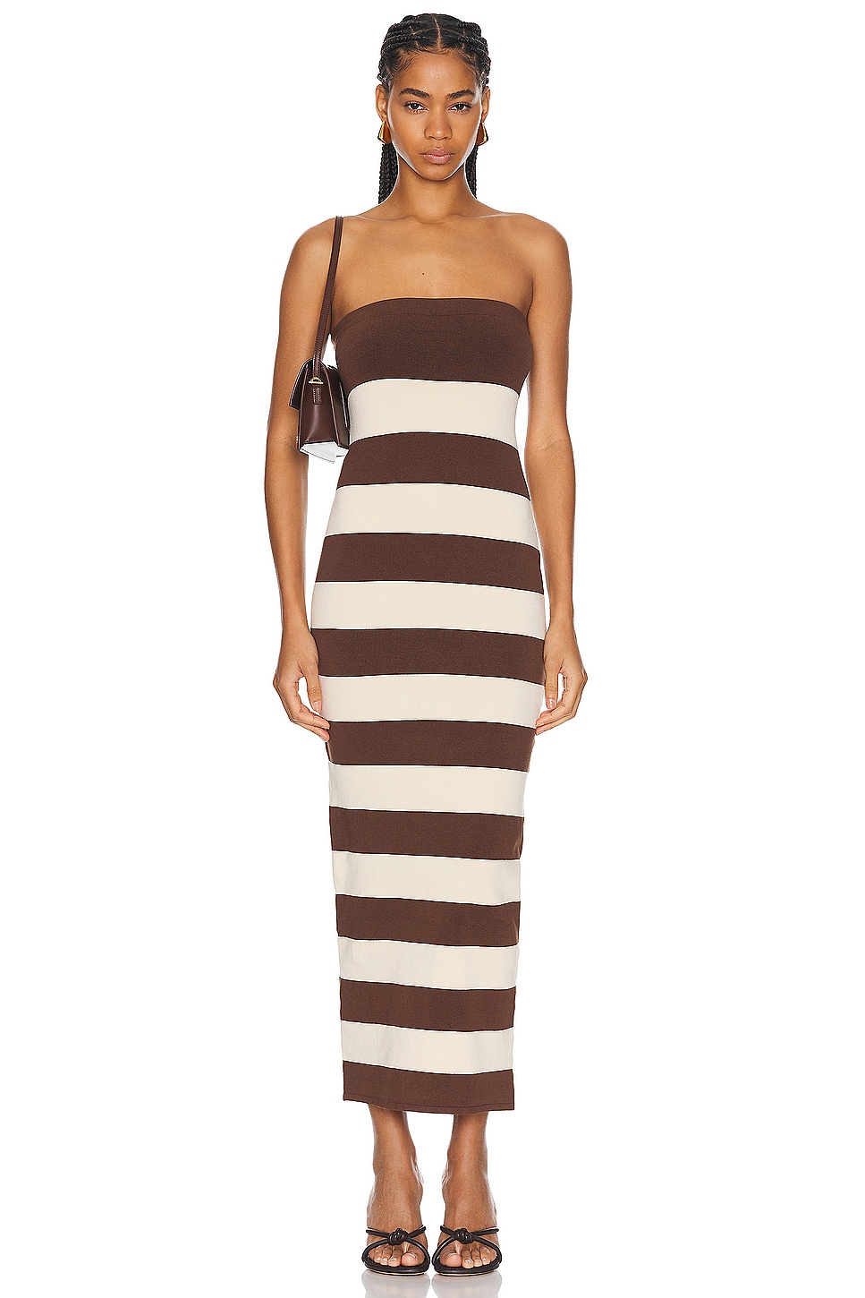 Theo Strapless Dress in Brown