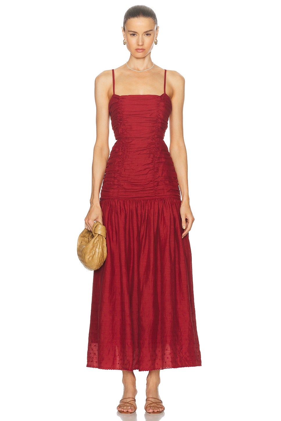 Aurelia Square Neck Dress in Burgundy