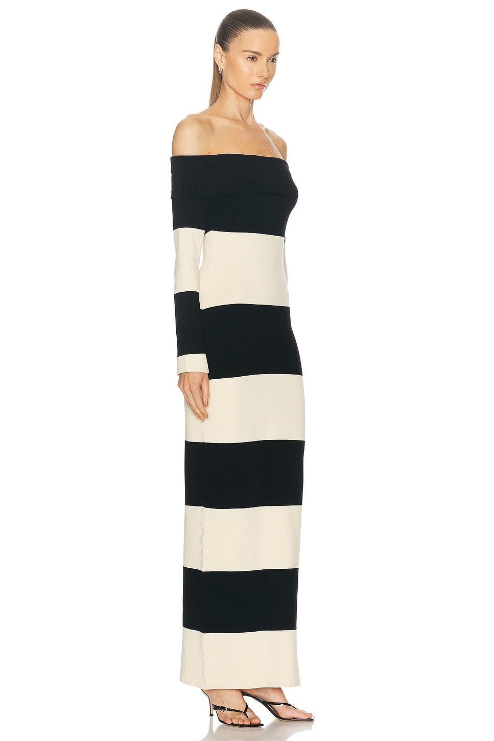 Shop Posse Theo Off The Shoulder Dress In Cream & Black