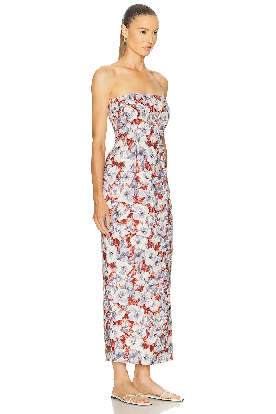 Posse Rosalie Floral Linen Maxi Dress In Multi