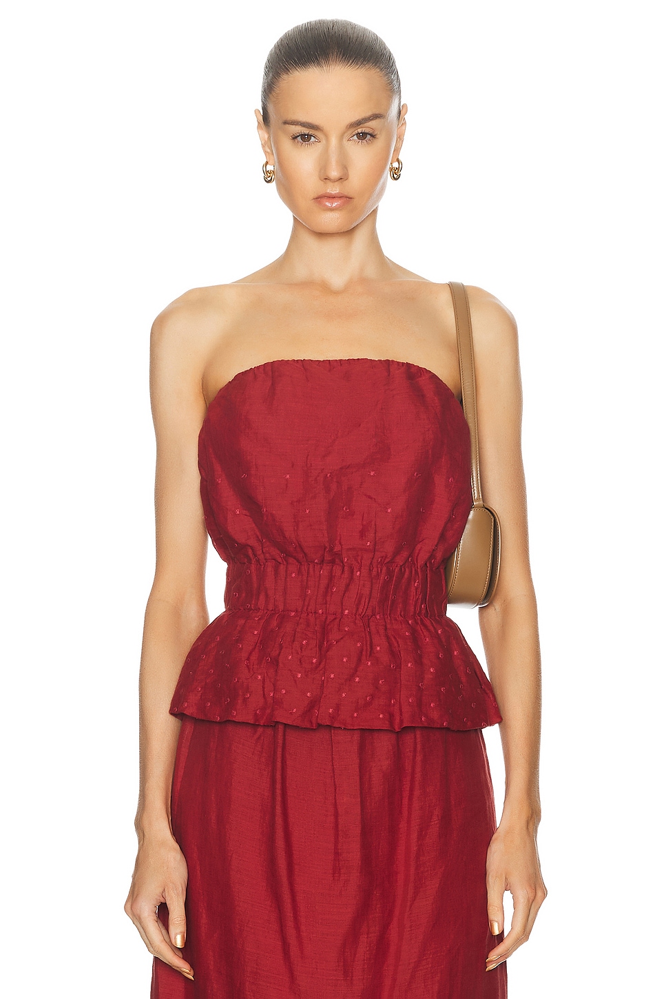 Aurelia Strapless Top in Burgundy