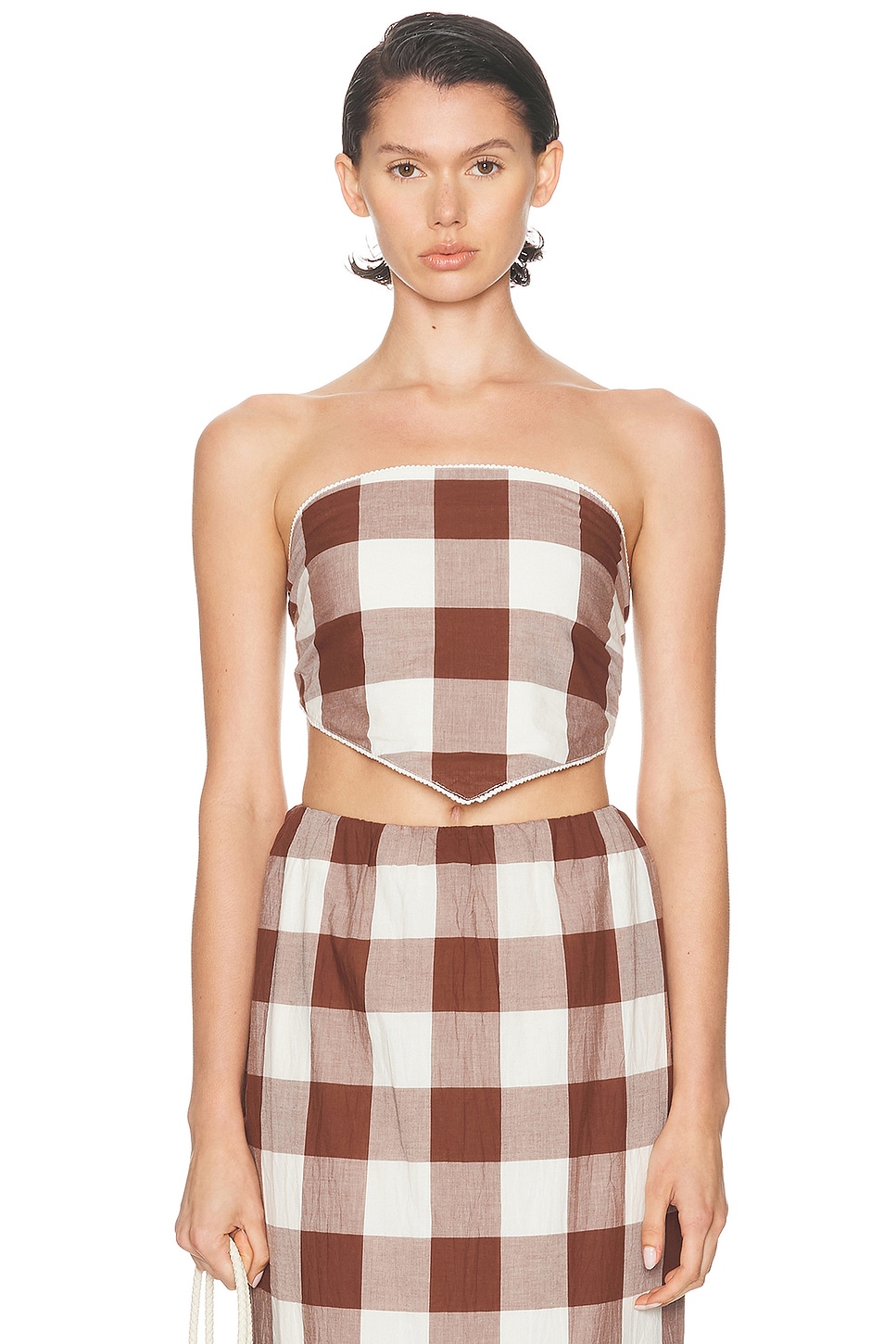 Image 1 of Posse Callie Tie Top in Mocha Gingham