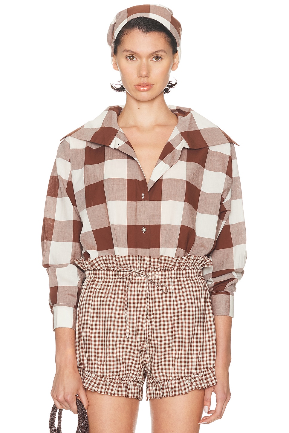 Image 1 of Posse Callie Shirt in Mocha Gingham