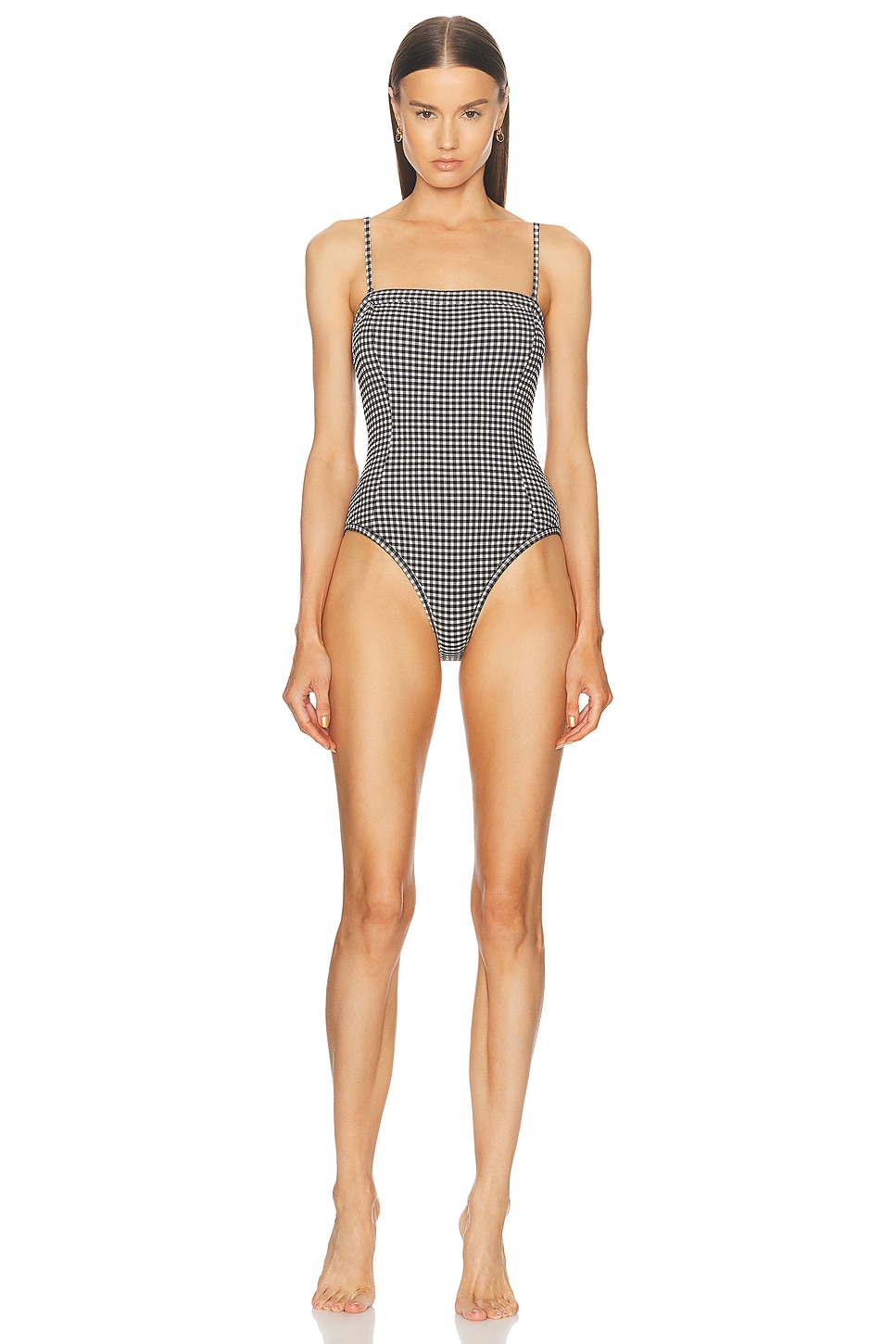 Image 1 of Posse Nora One Piece Swimsuit in Gingham Black & Cream