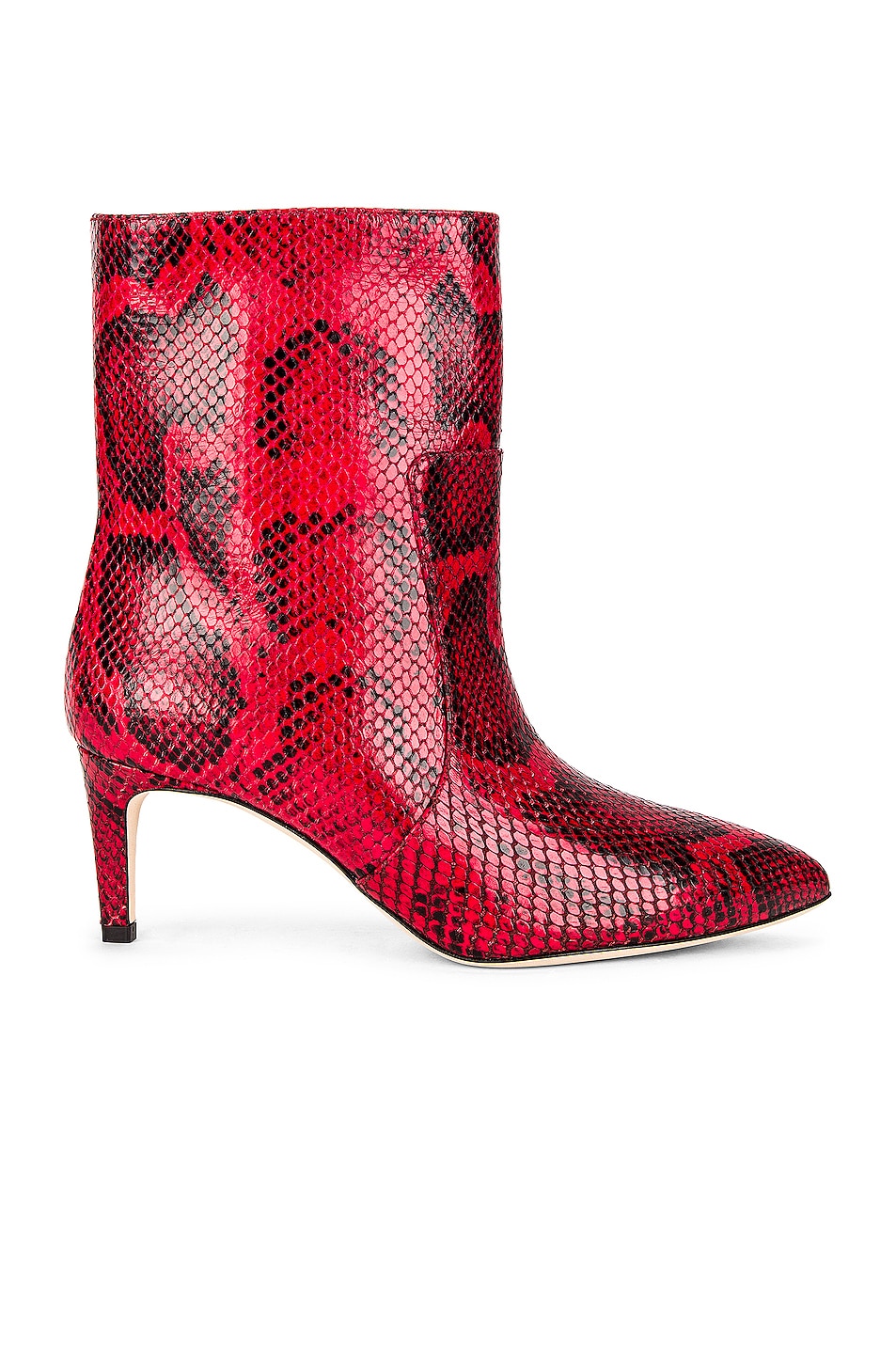 Image 1 of Paris Texas Python Print Stiletto Ankle Boot in Red