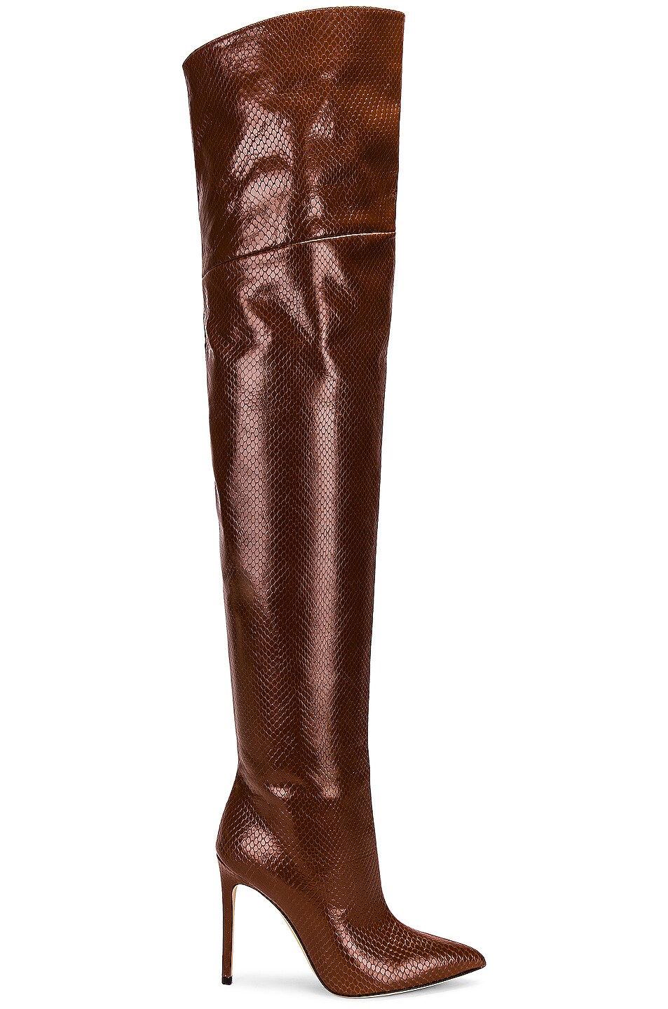 Image 1 of Paris Texas Mono Printed Python 105 Over the Knee Boot in Caramel