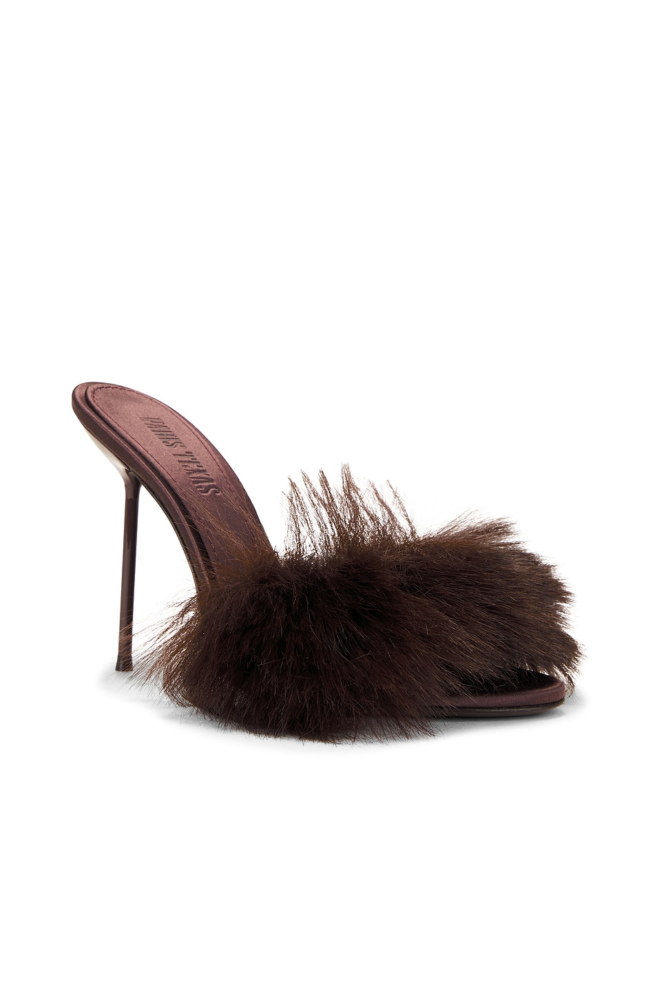 Shop Paris Texas Furry Lidia Mule 105 Heel In Brown