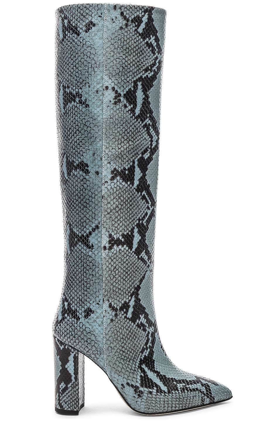 Image 1 of Paris Texas Knee High Python Print Boot in Jeans